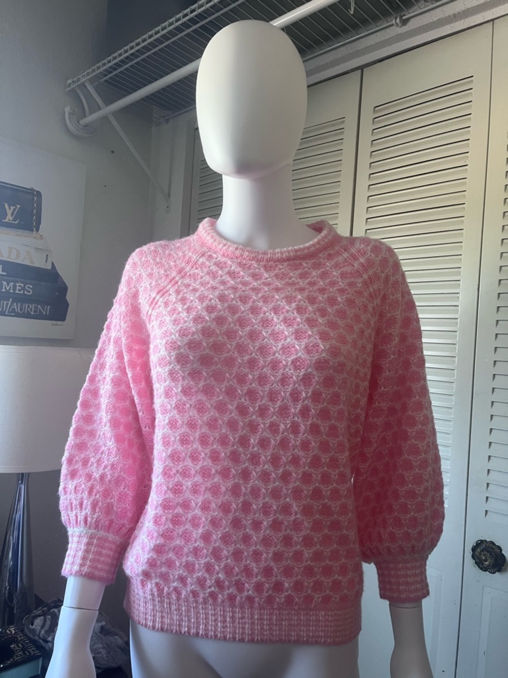 Lilly Pulitzer Pink Fuzzy Knit Sweater Size S Soft Cozy Textured Pullover